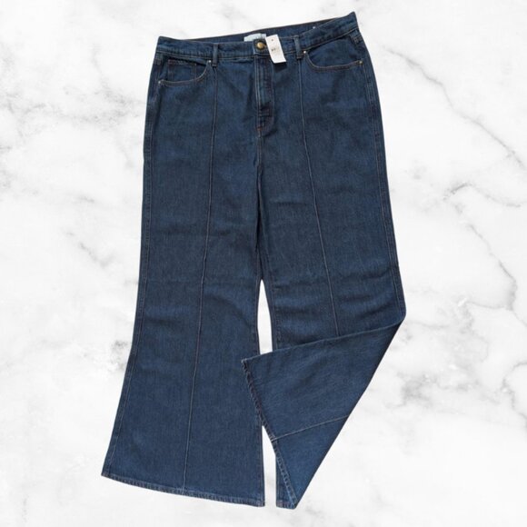NWT | LOFT High Rise Super Flare Jeans in Refined Mid Indigo Wash Size 18 - Picture 6 of 13